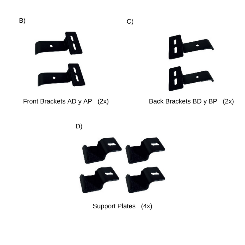 Replacement brackets for Subaru Crosstrek STD basket rack